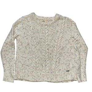 Hollister & Co. Cream Crewneck Wool Fisherman Confetti Cable-knit Sweater Size L